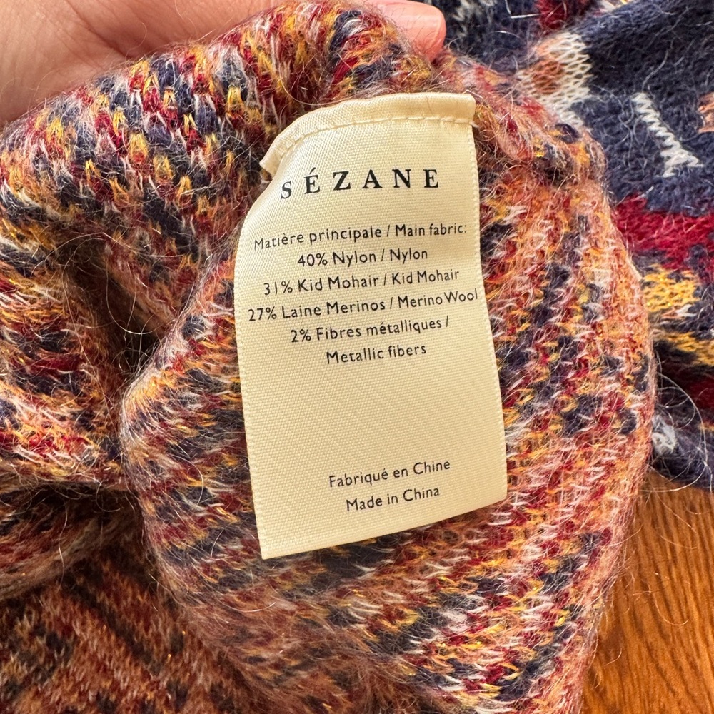 Sezane Navy and Red Floral Crew Neck Sweater - Picture 4 of 4